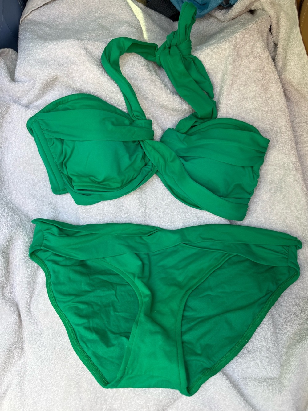 Seafolly Jade Green Twist Bandeau Halter Bikini Set Multi Way AUS 16 US 12 XL